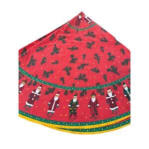 Vintage Father Christmas Santa Claus Round Tablecloth Red